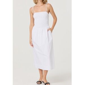 ASTR the Label White Drop Waist Spaghetti Strap Smocked Midi Dress - Sz Med, NWT